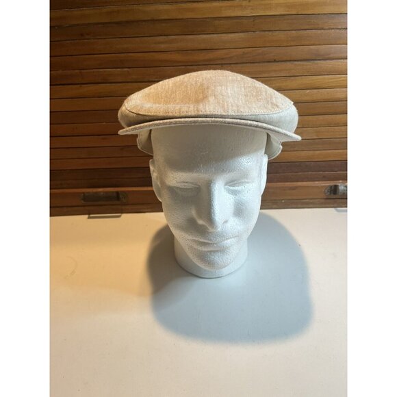 Stefeno Sport Hand-made Cosmo Linen Newsboy Newsie Beige Hat Cap Size 61 X Large